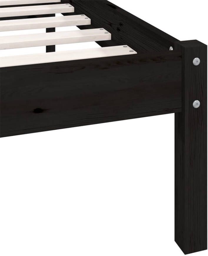 The Living Store Bedframe Grenenhout 205.5 x 205.5 x 69.5 cm Zwart 200 x 200 cm matras (Matras niet inbegrepen) Massief Hout Bed Frame Zwezerig Bed Tweepersoons Bed Modern Bed Frame Zwart - Foto 2