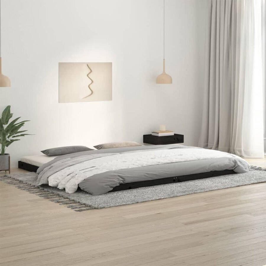 The Living Store Bedframe massief grenenhout zwart 200x200 cm Bedframe Bedframes Ledikant Ledikanten Bed Bedden Bed Frame Bed Frames Houten Bedframe Houten Bedframes Bedombouw - Foto 2