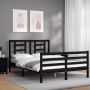 The Living Store Bedframe Massief Grenenhout Zwart 205.5 x 145.5 x 100 cm Multiplex Lattenbodem - Thumbnail 1