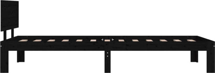 The Living Store Bedframe massief grenenhout zwart 90x200 cm Bedframe Bedframes Bed Bedbodem Ledikant Bed Frame Massief Houten Bedframe Slaapmeubel Eenpersoonsbed Bedden Bedbodems