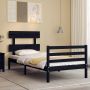 The Living Store Bedframe met hoofdbord massief hout zwart 100x200 cm Bedframe Bedframes Bed Eenpersoonsbed Slaapkamermeubel Houten Bedframe Houten Bed Bedbodem Massief Houten Bedframe Ledikant Bedframe Met Hoofdeinde - Thumbnail 3