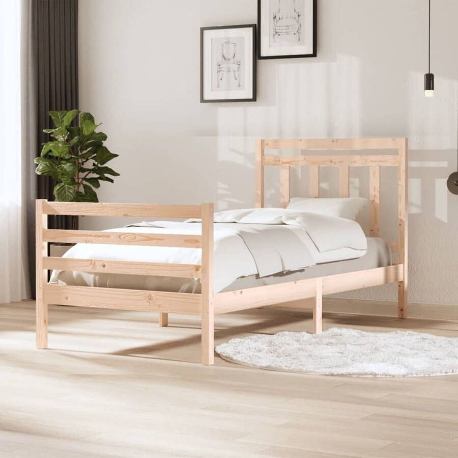 The Living Store Bedframe massief hout 100x200 cm Bedframe Bedframes Eenpersoonsbed Bed Bedombouw Frame Bed Frame Ledikant Bedframe Met Hoofdeinde Eenpersoonsbedden Bedden