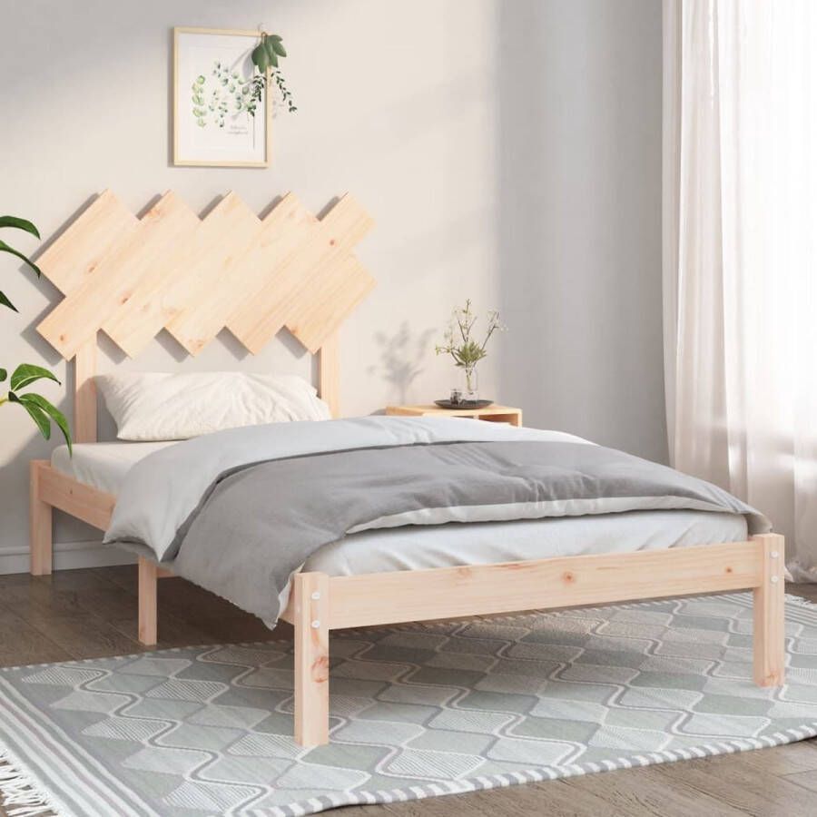 The Living Store Houten Bedframe Massief Grenenhout 205.5 x 105.5 x 31 cm Comfortabel hoofdeinde Houten Bed Frame Massief Hout Bed Grenenhout Bed Tweepersoons Bed Boxspring Bed