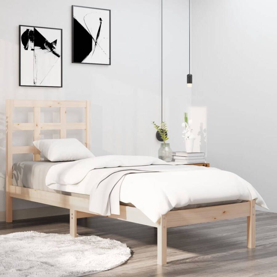 The Living Store Bedframe massief hout 100x200 cm Bedframe Bedframes Eenpersoonsbed Bed Bedombouw Ledikant Houten Bedframe Eenpersoonsbedden Bedden Bedombouwen Ledikanten