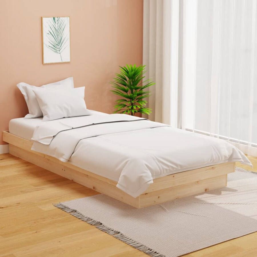 The Living Store Bedframe massief hout 100x200 cm Bedframe Bedframes Eenpersoonsbed Bed Bedombouw Ledikant Houten Bedframe Eenpersoonsbedden Bedden Bedombouwen Ledikanten