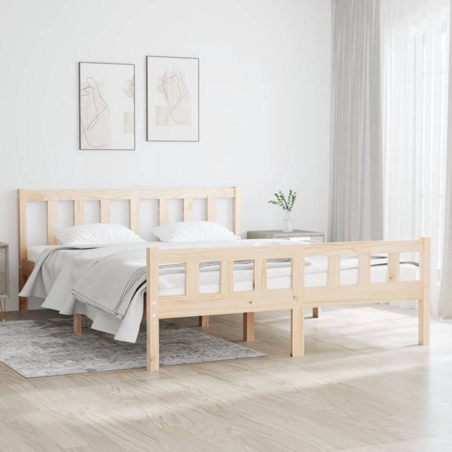 The Living Store Bedframe massief hout 120x190 cm 4FT Small Double Bedframe Bedframes Tweepersoonsbed Bed Bedombouw Dubbel Bed Frame Bed Frame Ledikant Houten Bedframe Tweepersoonsbedden