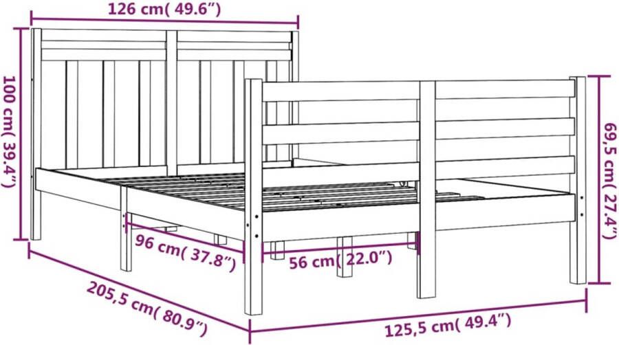 The Living Store Bedframe massief hout 120x200 cm Bedframe Bedframes Tweepersoonsbed Bed Bedombouw Dubbel Bed Frame Bed Frame Ledikant Houten Bedframe Tweepersoonsbedden - Foto 2