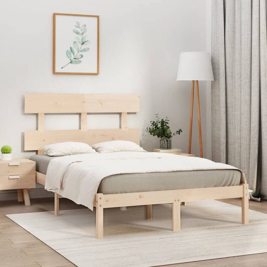 The Living Store Bedframe Grenenhout 205.5 x 125.5 x 31 cm Rustiek uitstra Matras niet inb Massief 120 x 200 cm Houten Bedframe Massief Grenenhout Bedframe 120x200 Tweepersoonsbed Rustic Bedframe