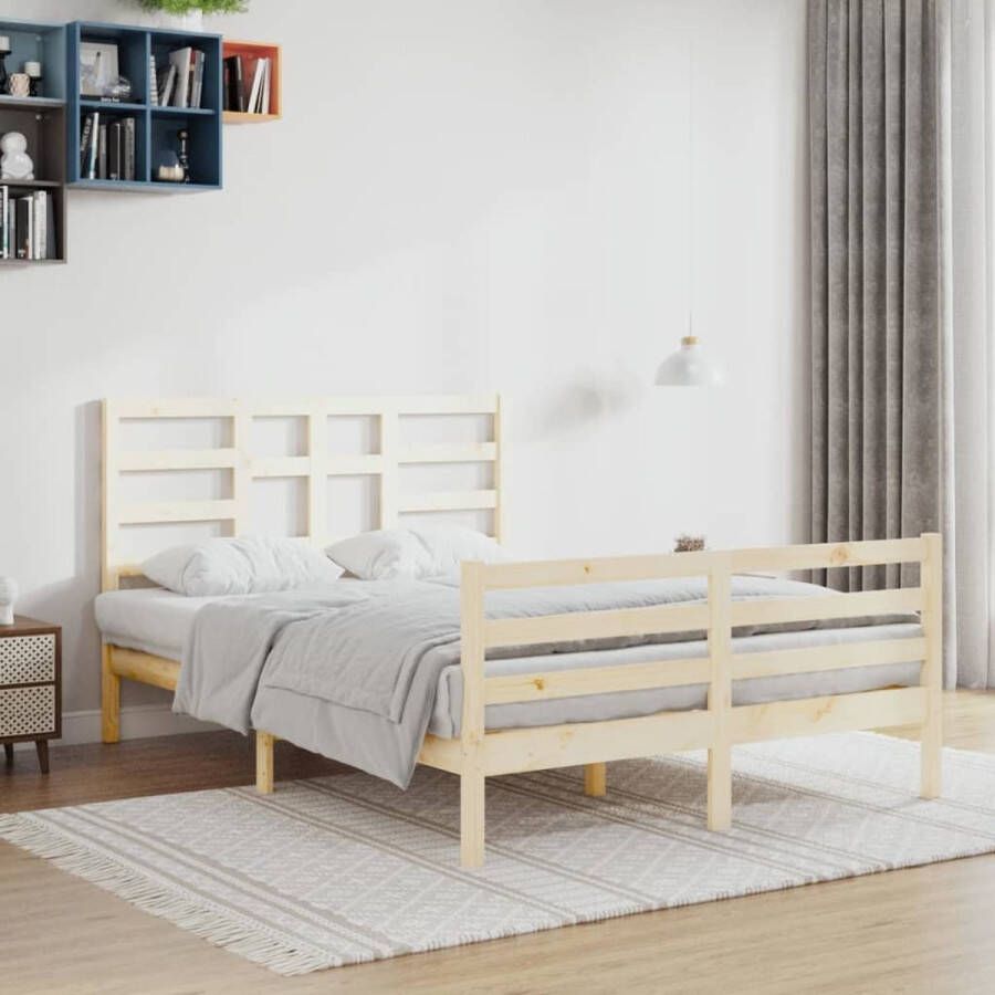 The Living Store Bedframe massief hout 120x200 cm Bedframe Bedframes Bed Bedbodem Ledikant Bed Frame Massief Houten Bedframe Slaapmeubel Tweepersoonsbed Bedden Bedbodems