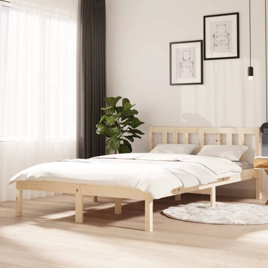 The Living Store Bedframe massief hout 120x200 cm Bedframe Bedframes Bed Bedbodem Ledikant Bed Frame Massief Houten Bedframe Slaapmeubel Tweepersoonsbed Bedden Bedbodems