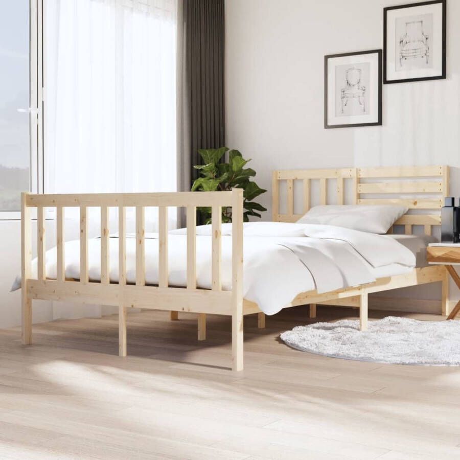 The Living Store Bedframe massief hout 120x200 cm Bedframe Bedframes Tweepersoonsbed Bed Bedombouw Dubbel Bed Frame Bed Frame Ledikant Bedframe Met Hoofdeinde Tweepersoonsbedden