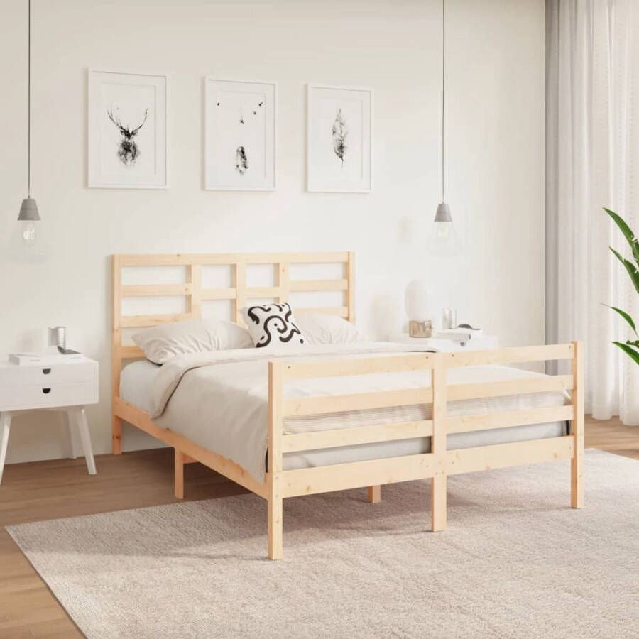 The Living Store Houten Bedframe Massief Grenenhout 195.5 x 141 x 104 cm Geschikt voor 135 x 190 cm Matras (Montage vereist) Houten Bedframe Massief Grenenhout Bedframe 135x190 Tweepersoons Bed Design Bed