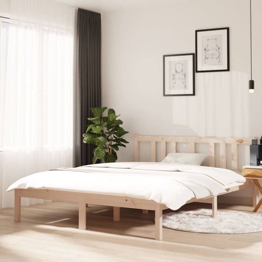 The Living Store Bedframe massief hout 140x190 cm Bedframe Bedframes Bed Bedbodem Ledikant Bed Frame Massief Houten Bedframe Slaapmeubel Tweepersoonsbed Bedden Bedbodems