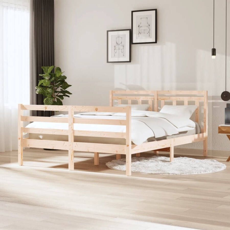 The Living Store Bedframe massief hout 140x200 cm Bedframe Bedframes Tweepersoonsbed Bed Bedombouw Dubbel Bed Frame Bed Frame Ledikant Bedframe Met Hoofdeinde Tweepersoonsbedden