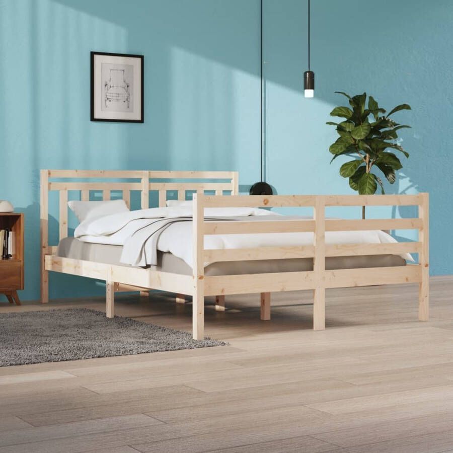 The Living Store Bedframe massief hout 140x200 cm Bedframe Bedframes Tweepersoonsbed Bed Bedombouw Dubbel Bed Frame Bed Frame Ledikant Houten Bedframe Tweepersoonsbedden