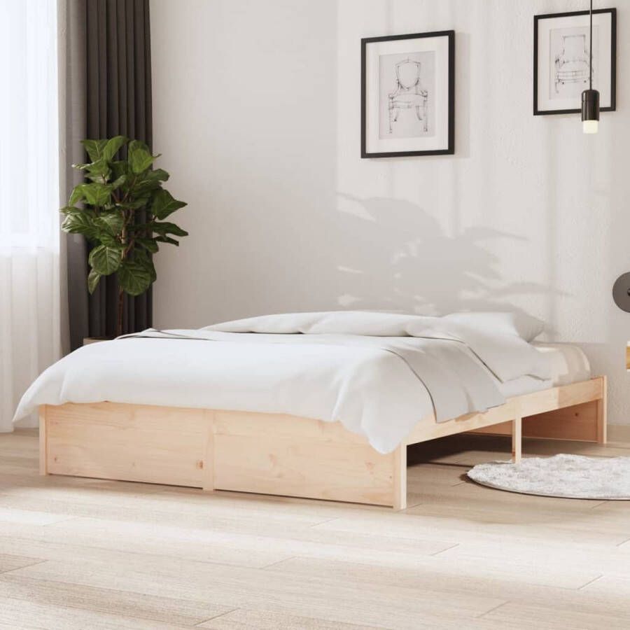 The Living Store Bedframe massief hout 140x200 cm Bedframe Bedframes Bed Bedbodem Ledikant Bed Frame Massief Houten Bedframe Slaapmeubel Tweepersoonsbed Bedden Bedbodems