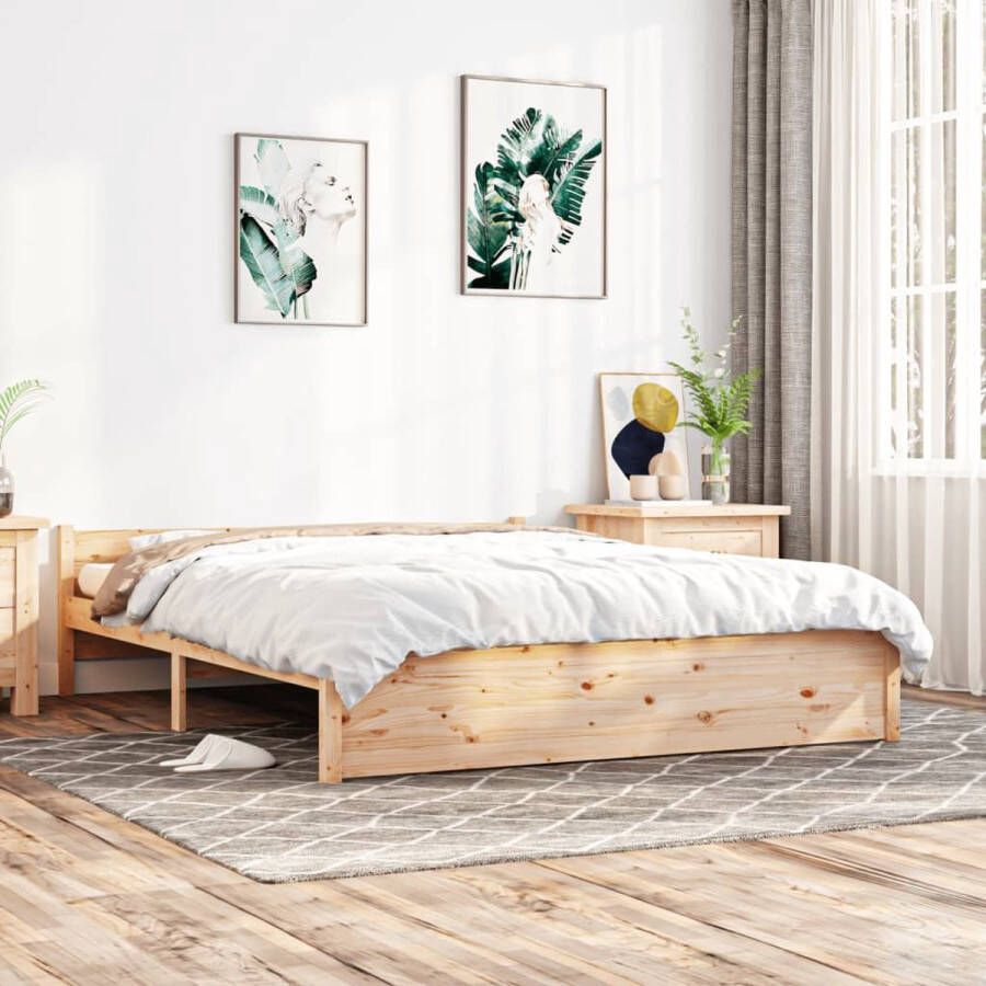 The Living Store Bedframe Grenenhout 150 x 200 cm Stabiel en comfortabel