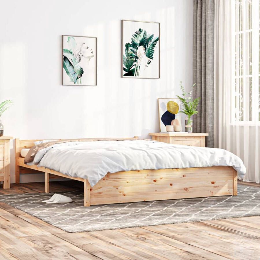 The Living Store Bedframe massief hout 150x200 cm 5FT King Size Bedframe Bedframes Bed Bedbodem Ledikant Bed Frame Massief Houten Bedframe Slaapmeubel Tweepersoonsbed Bedden Bedbodems