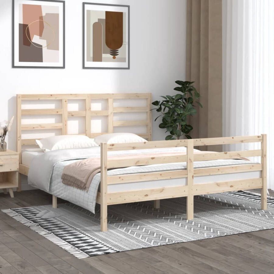 The Living Store Bedframe massief hout 160x200 cm Bedframe Bedframes Bed Bedbodem Ledikant Bed Frame Massief Houten Bedframe Slaapmeubel Tweepersoonsbed Bedden Bedbodems