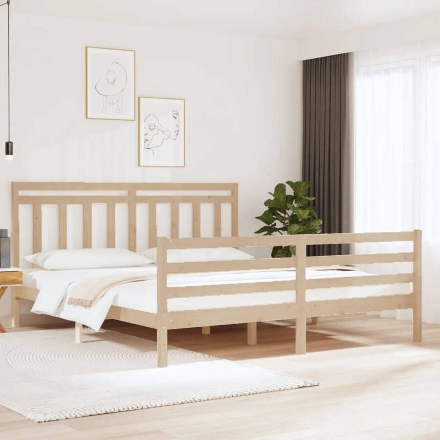 The Living Store Bedframe massief hout 180x200 cm 6FT Super King Bedframe Bedframes Tweepersoonsbed Bed Bedombouw Dubbel Bed Frame Bed Frame Ledikant Houten Bedframe Tweepersoonsbedden