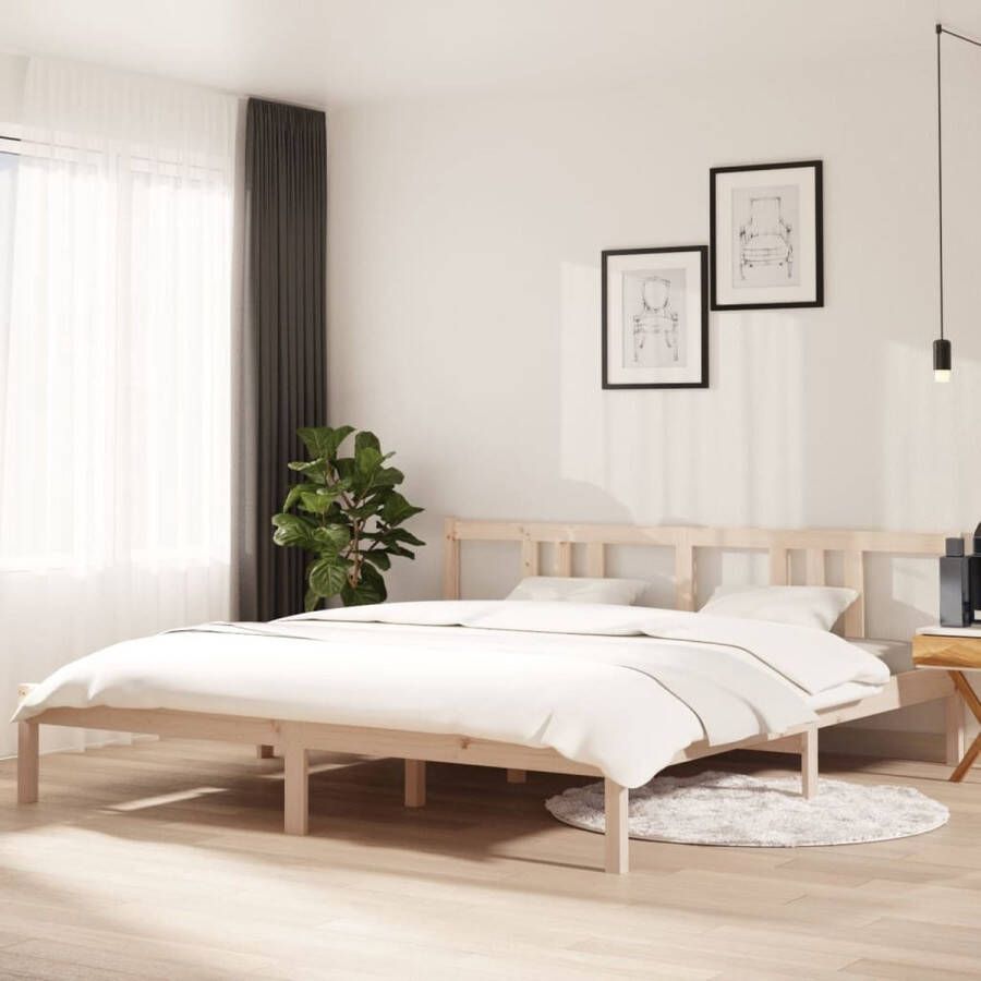 The Living Store Bedframe massief hout 180x200 cm 6FT Super King Bedframe Bedframes Bed Bedbodem Ledikant Bed Frame Massief Houten Bedframe Slaapmeubel Bedden Bedbodems Ledikanten