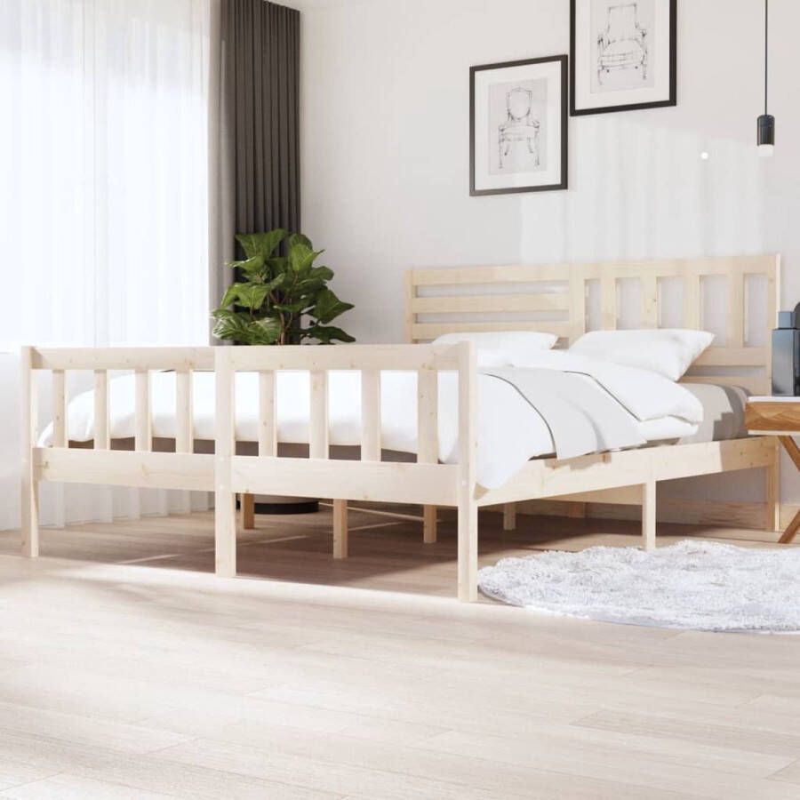 The Living Store Bedframe massief hout 180x200 cm 6FT Super King Bedframe Bedframes Tweepersoonsbed Bed Bedombouw Dubbel Bed Frame Bed Frame Ledikant Houten Bedframe Tweepersoonsbedden