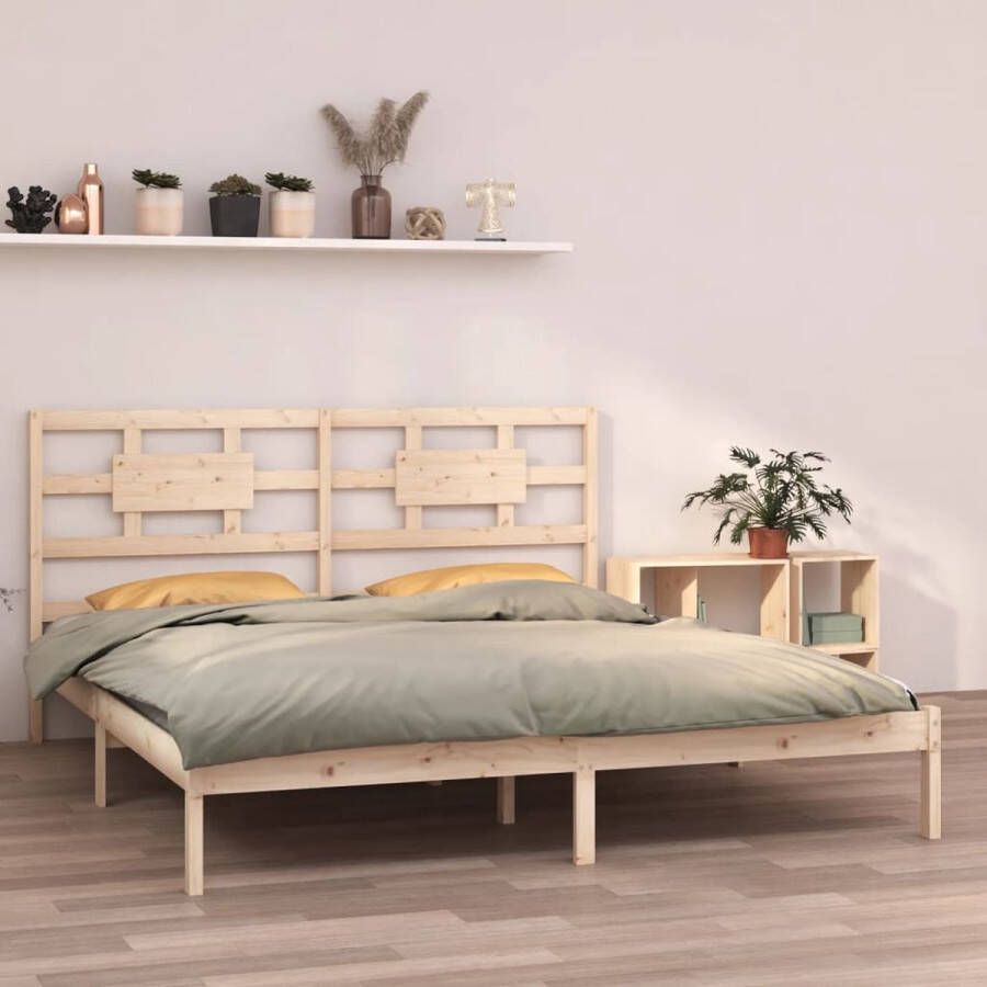 The Living Store Bedframe massief hout 200x200 cm Bedframe Bedframes Tweepersoonsbed Bed Bedombouw Dubbel Bed Frame Bed Frame Ledikant Bedframe Met Hoofdeinde Tweepersoonsbedden