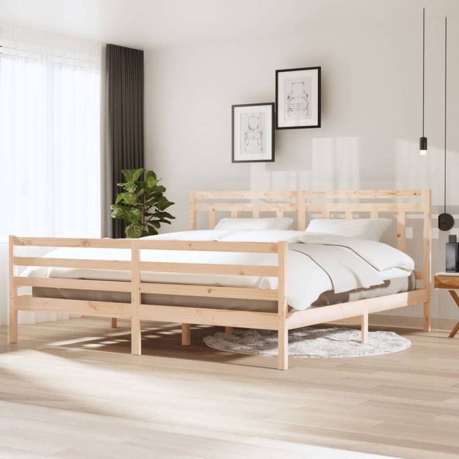 The Living Store Bedframe massief hout 200x200 cm Bedframe Bedframes Tweepersoonsbed Bed Bedombouw Dubbel Bed Frame Bed Frame Ledikant Bedframe Met Hoofdeinde Tweepersoonsbedden - Foto 2