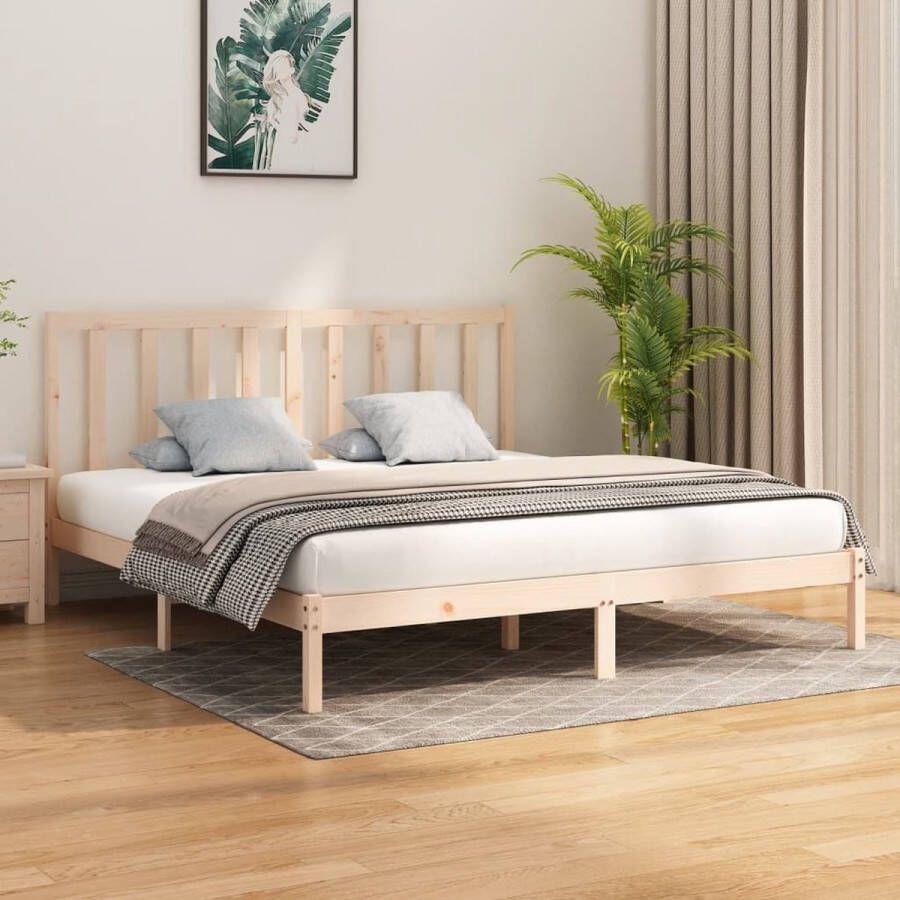 The Living Store Bedframe massief hout 200x200 cm Bedframe Bedframes Tweepersoonsbed Bed Bedombouw Dubbel Bed Frame Bed Frame Ledikant Bedframe Met Hoofdeinde Tweepersoonsbedden