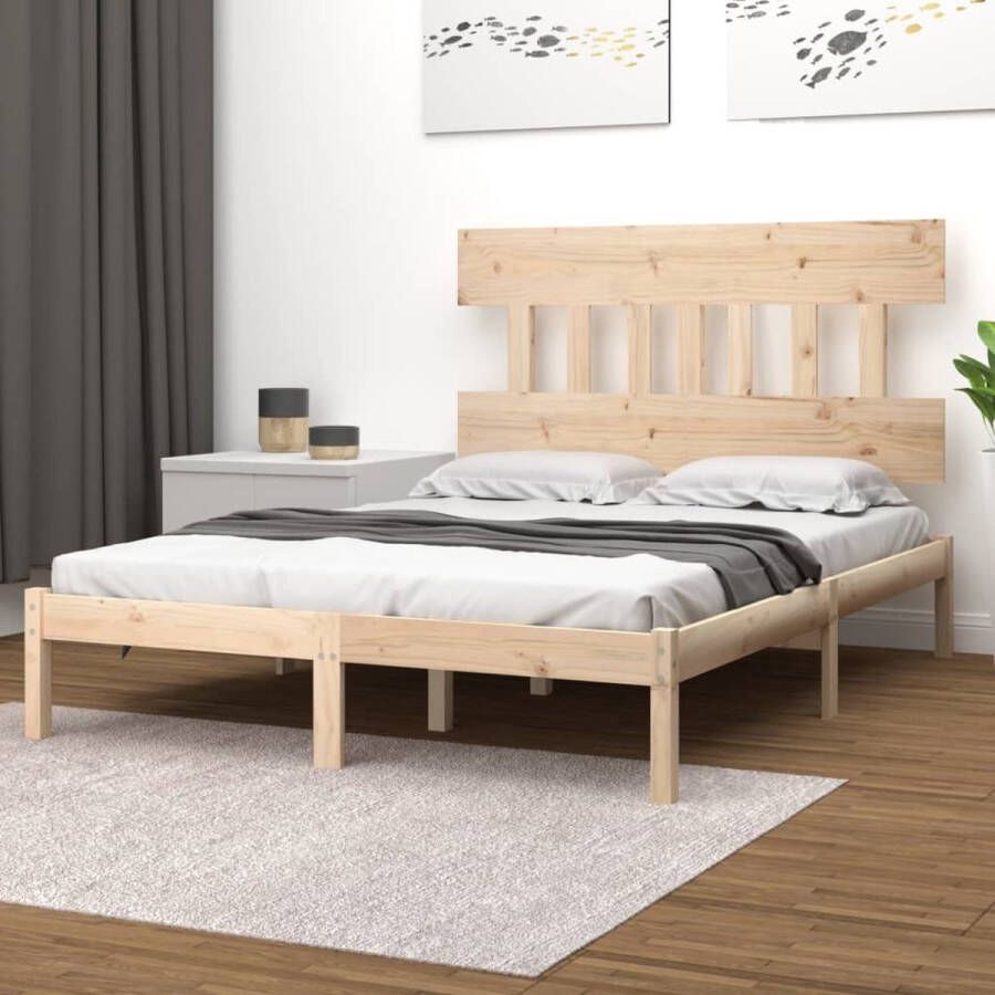 The Living Store Bedframe massief hout 200x200 cm Bedframe Bedframes Tweepersoonsbed Bed Bedombouw Dubbel Bed Frame Bed Frame Ledikant Bedframe Met Hoofdeinde Tweepersoonsbedden