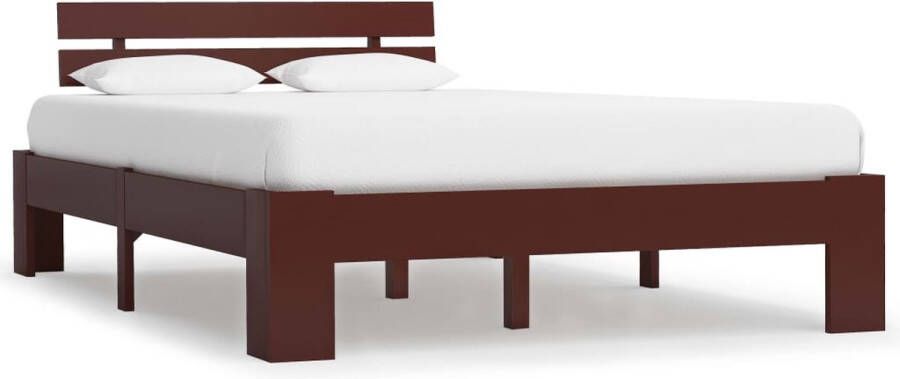 The Living Store Bedframe Massief Hout 213 x 125 x 66 cm Donkerbruin