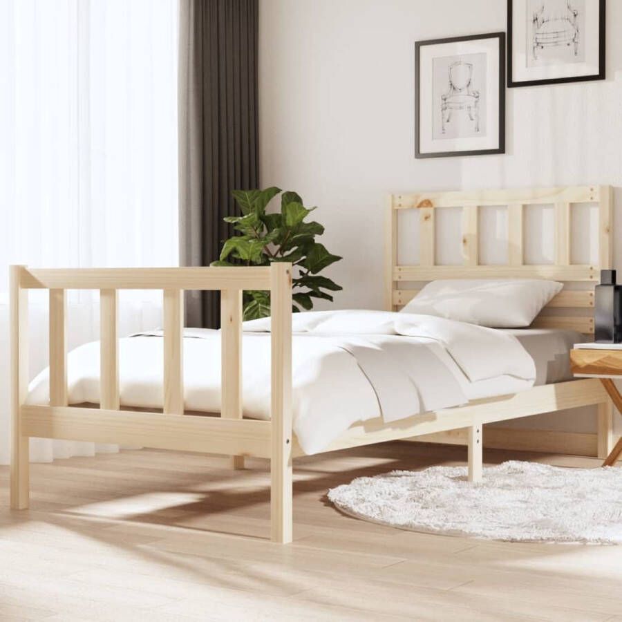 The Living Store Bedframe massief hout 90x190 cm 3FT single Bedframe Bedframes Eenpersoonsbed Bed Bedombouw Frame Bed Frame Ledikant Bedframe Met Hoofdeinde Eenpersoonsbedden Bedden