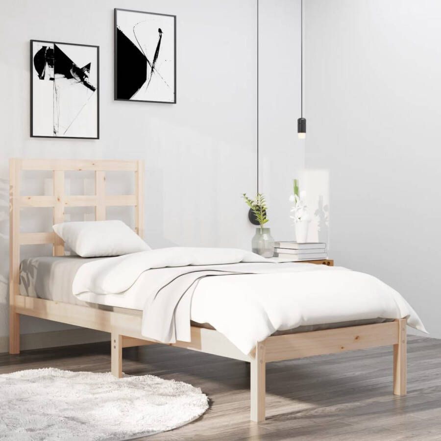 The Living Store Bedframe massief hout 90x200 cm Bedframe Bedframes Eenpersoonsbed Bed Bedombouw Ledikant Houten Bedframe Eenpersoonsbedden Bedden Bedombouwen Ledikanten