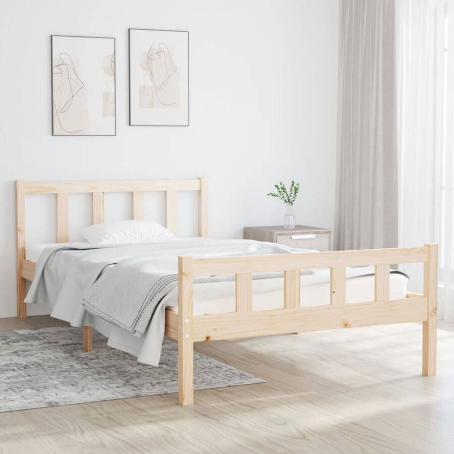 The Living Store Bedframe massief hout 90x200 cm Bedframe Bedframes Eenpersoonsbed Bed Bedombouw Ledikant Houten Bedframe Eenpersoonsbedden Bedden Bedombouwen Ledikanten