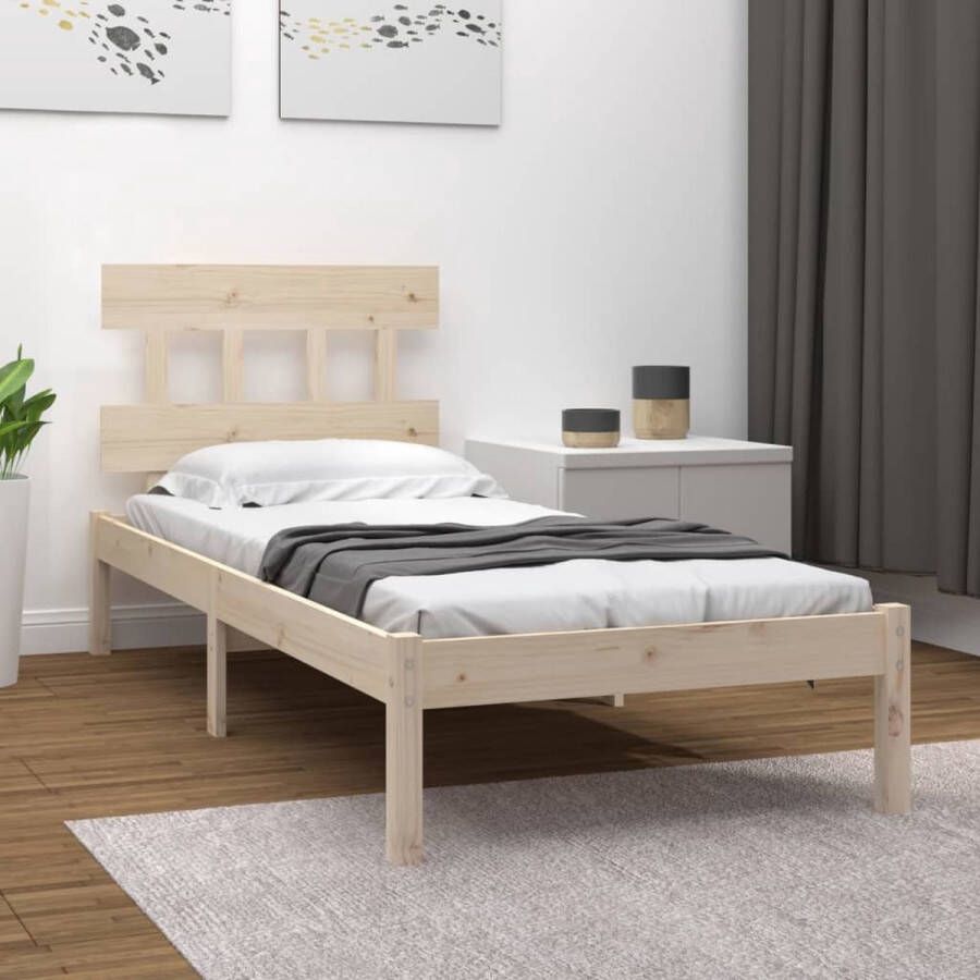 The Living Store Bedframe Grenenhout Tijdloos Ontwerp Houten Bedframe Afmeting- 205.5 x 95.5 x 31 cm Ken- Massief Grenenhout Houten Bedframe Grenenhout Bedframe Massief Hout Bed Bedframe 90x200 Tweepersoons Bed