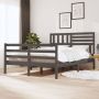 The Living Store Bedframe massief hout grijs 120x200 cm Bedframe Bedframes Tweepersoonsbed Bed Bedombouw Dubbel Bed Frame Bed Frame Ledikant Houten Bedframe Tweepersoonsbedden - Thumbnail 1