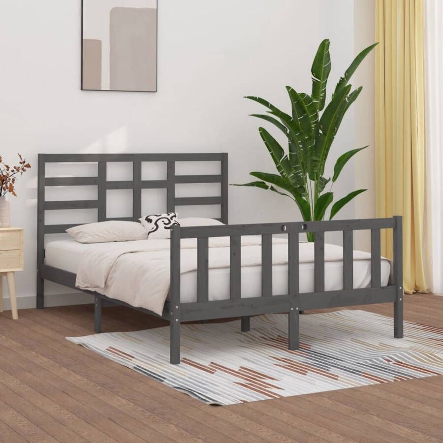 The Living Store Bedframe Modern Houten bedframe 205.5 x 156 x 104 cm Massief grenenhout Geschikt voor 150 x 200 cm matras Modern Bed Frame Houten Bedframe Grenenhouten Bed Tweepersoons Bed King Size Bed