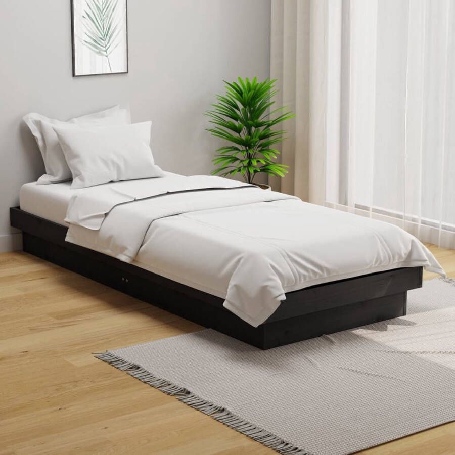 The Living Store Houten Bedframe Grijs 194 x 78.5 x 21 cm Geschikt voor 75 x 190 cm Matras Massief Grenenhout Houten Bed Frame Grijs Bed Frame Eenpersoons Bed Massief Grenenhout Bed Frame 75x190