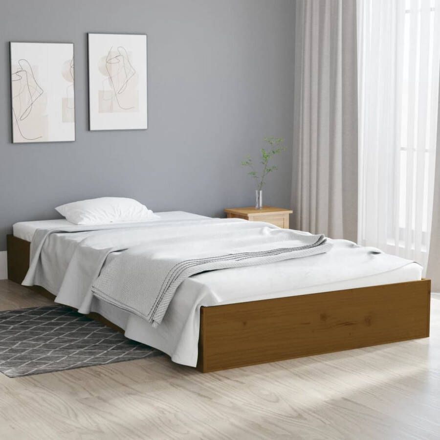 The Living Store Bedframe massief hout honingbruin 100x200 cm Bedframe Bedframes Bed Bedbodem Ledikant Bed Frame Massief Houten Bedframe Slaapmeubel Eenpersoonsbed Bedden Bedbodems