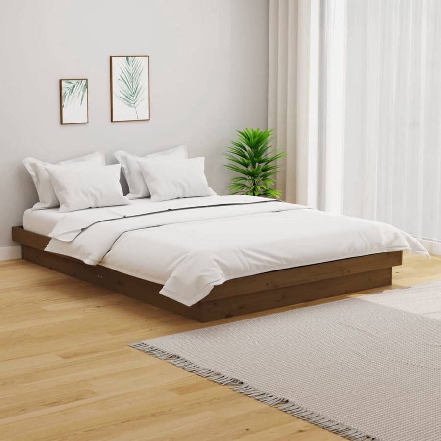 The Living Store Bedframe massief hout honingbruin 120x190 cm 4FT Small Double Bedframe Bedframes Tweepersoonsbed Bed Bedombouw Dubbel Bed Frame Bed Frame Ledikant Houten Bedframe Tweepersoonsbedden