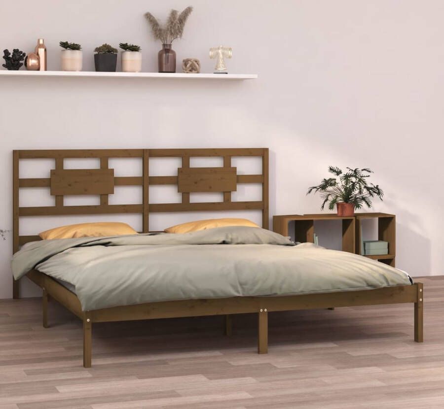 The Living Store Bedframe massief hout honingbruin 160x200 cm Bedframe Bedframes Tweepersoonsbed Bed Bedombouw Dubbel Bed Frame Bed Frame Ledikant Bedframe Met Hoofdeinde Tweepersoonsbedden