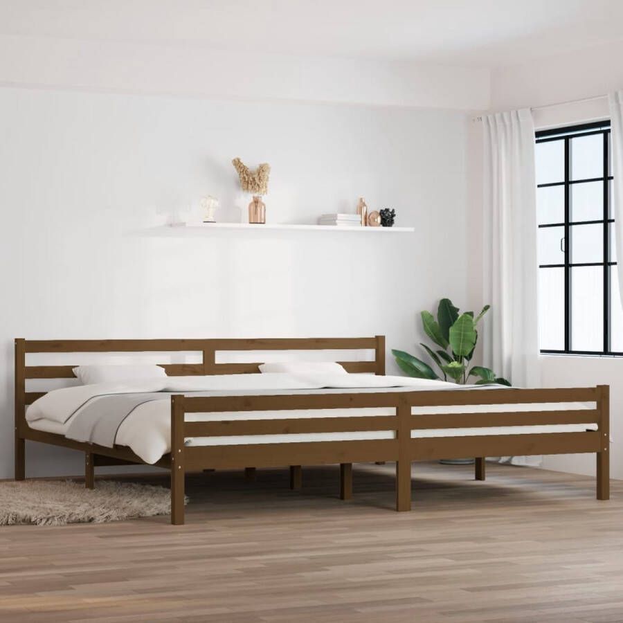 The Living Store Bedframe massief hout honingbruin 180x200 cm 6FT Super King Bed