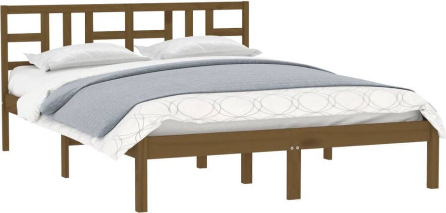 The Living Store Bedframe massief hout honingbruin 200x200 cm Bedframe Bedframes Tweepersoonsbed Bed Bedombouw Dubbel Bed Frame Bed Frame Ledikant Houten Bedframe Tweepersoonsbedden - Foto 3