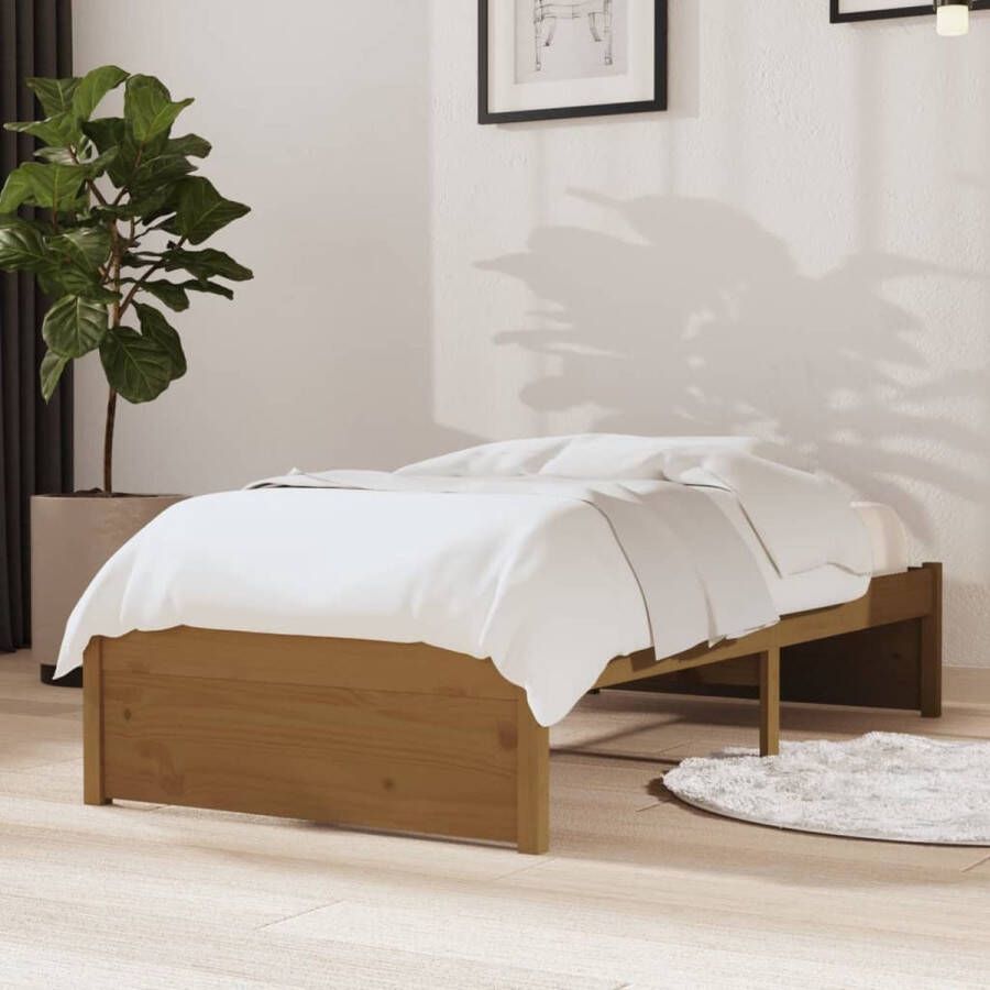 The Living Store Bedframe massief hout honingbruin 75x190 cm 2FT6 Small Single Bedframe Bedframes Bed Bedbodem Ledikant Bed Frame Massief Houten Bedframe Slaapmeubel Eenpersoonsbed Bedden Bedbodems