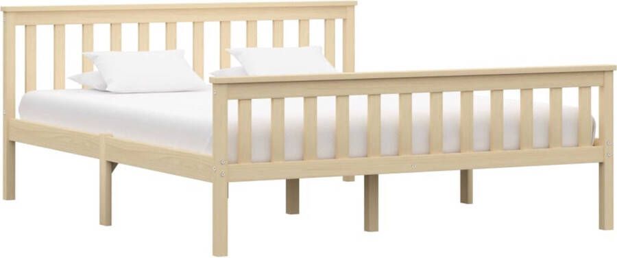 The Living Store Bedframe Massief Hout Lichthout 208x168x82 cm 160x200 cm Modern
