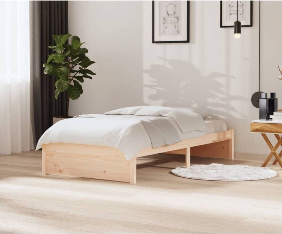The Living Store Bedframe massief hout wit 100x200 cm Bedframe Bedframes Bed Bedbodem Ledikant Bed Frame Massief Houten Bedframe Slaapmeubel Eenpersoonsbed Bedden Bedbodems