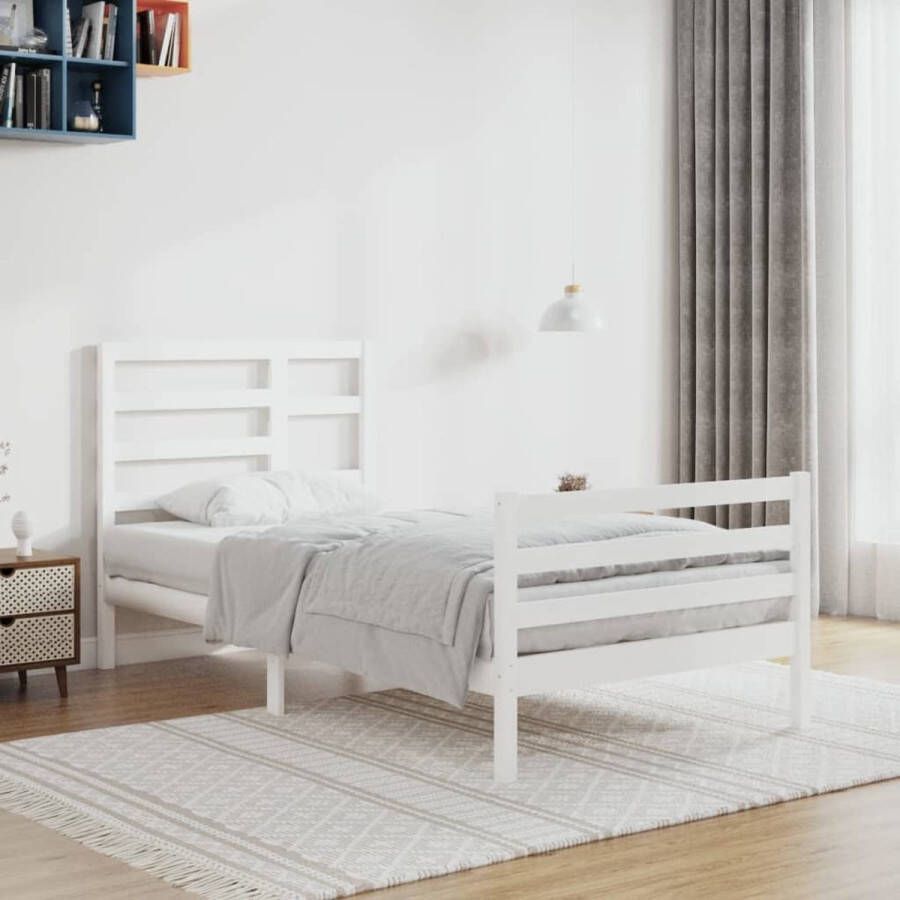 The Living Store Bedframe massief hout wit 100x200 cm Bedframe Bedframes Bed Bedbodem Ledikant Bed Frame Massief Houten Bedframe Slaapmeubel Eenpersoonsbed Bedden Bedbodems