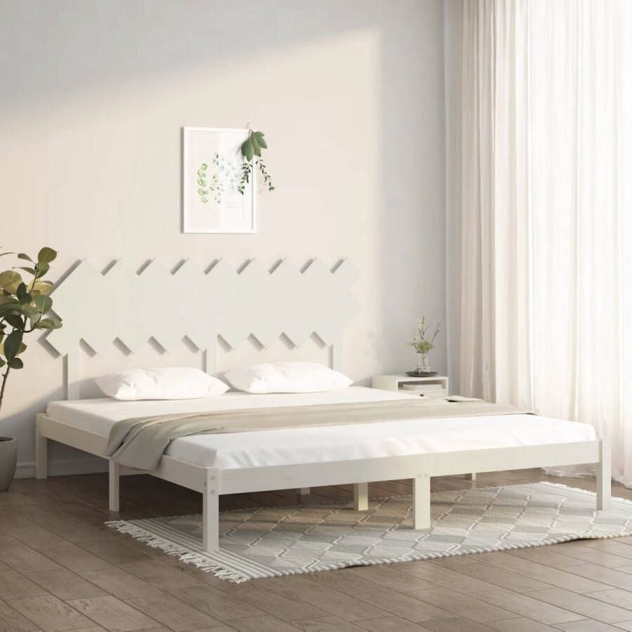 The Living Store Bedframe massief hout wit 180x200 cm 6FT Super King Bedframe Bedframes Bed Bedbodem Ledikant Bed Frame Massief Houten Bedframe Slaapmeubel Tweepersoonsbed Bedden Bedbodems