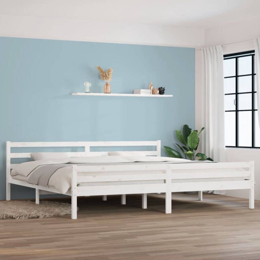 The Living Store Bedframe massief hout wit 180x200 cm 6FT Super King Bed