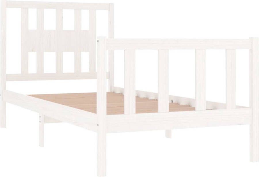 The Living Store Bedframe massief hout wit 90x190 cm 3FT Single Bedframe Bedframes Eenpersoonsbed Bed Bedombouw Ledikant Houten Bedframe Eenpersoonsbedden Bedden Bedombouwen Ledikanten